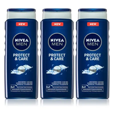 NIVEA MEN Protect & Care sprchový gel pro muže výhodné balení 3 x 500 ml