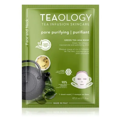 Teaology Face Mask Green Tea AHA plátýnková maska s čisticím a osvěžujícím účinkem na obličej a 