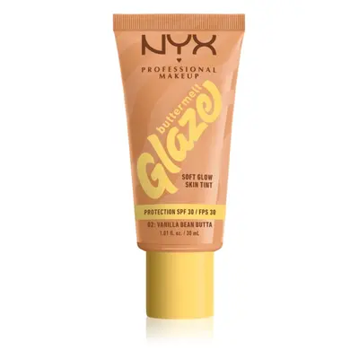 NYX Professional Makeup Buttermelt Glaze rozjasňující tónovací fluid SPF 30 odstín 02 Vanilla Be