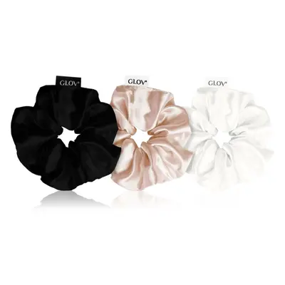 GLOV Satin Scrunchies M gumičky do vlasů Black/White/Sparkling Wine 3 ks