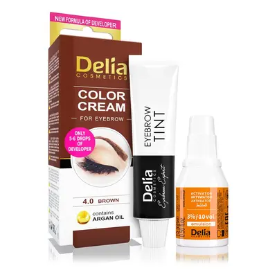 Delia Cosmetics Argan Oil barva na obočí odstín 4.0 Brown 15 ml