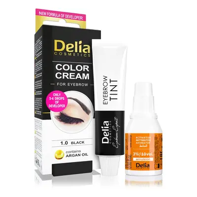 Delia Cosmetics Argan Oil barva na obočí odstín 1.0 Black 15 ml