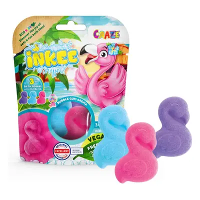 Craze INKEE Flamingo koupelová bomba pro děti 3x55 g