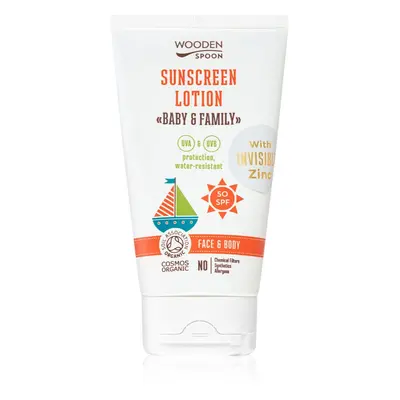 WoodenSpoon Baby & Family ochranné opalovací mléko pro celou rodinu SPF 50 150 ml