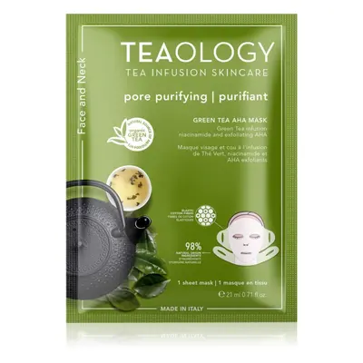 Teaology Face Mask Green Tea AHA plátýnková maska s čisticím a osvěžujícím účinkem na obličej a 