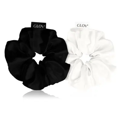 GLOV Satin Scrunchies M gumičky do vlasů Black/Beige 2 ks