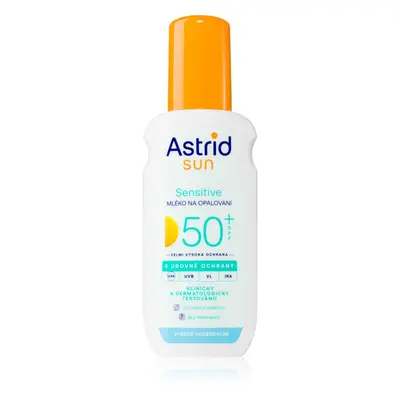 Astrid Sun Sensitive mléko na opalování ve spreji SPF 50+ s vysokou UV ochranou 150 ml