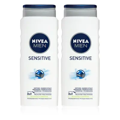 NIVEA MEN Sensitive sprchový gel na tělo a vlasy výhodné balení