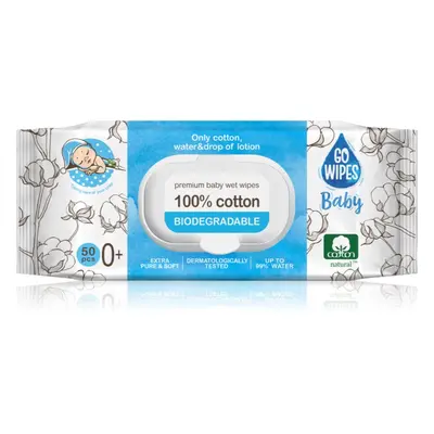 GoWipes Baby 100% Cotton Biodegradable dětské jemné vlhčené ubrousky pro citlivou pokožku 0+ 50 