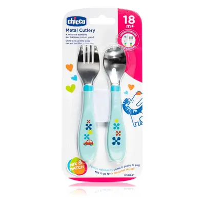 Chicco Metal Cutlery jídelní set 18m+ Blue