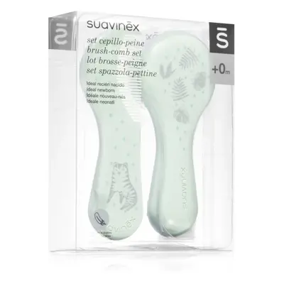 Suavinex Tigers Brush-comb Set sada pro děti od narození Green 1 ks