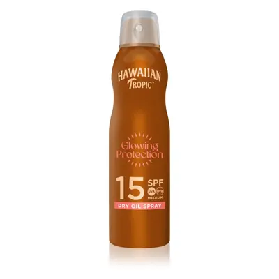 Hawaiian Tropic Glowing Protection Dry Oil Spray ochranný sprej na opalování SPF 15 177 ml