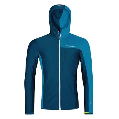 ORTOVOX FLEECE LIGHT GRID HOODED JKT Pánská celorozepínací mikina, tmavě modrá, velikost