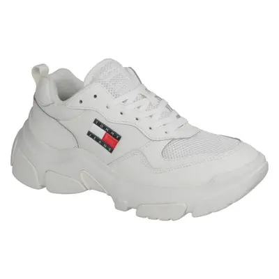 Tommy Hilfiger LEATHER HYBRID CHUNKY SOLE TRAINER Dámská volnočasová obuv, bílá, velikost