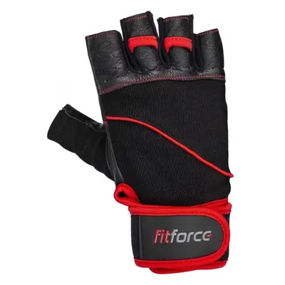 Fitforce FERAL Kožené fitness rukavice, černá, velikost