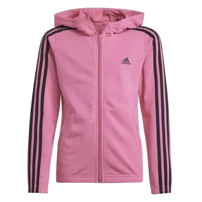 adidas ESSENTIALS 3-STRIPES FULLZIP HOODIE Dívčí mikina, růžová, velikost