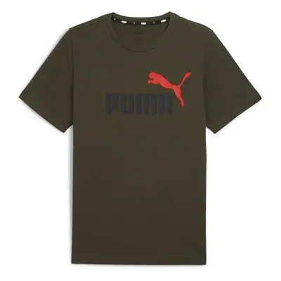 Puma ESSENTIALS + COL LOGO TEE Pánské triko, khaki, velikost