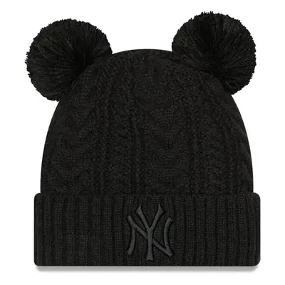 New Era MLB WMNS DOUBLE POM CUFF BEANIE NEW YORK YANKEES Klubový kulich, černá, velikost