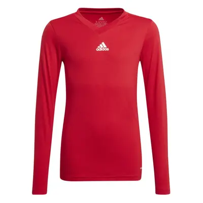 adidas TEAM BASE LONG SLEEVE TEE Juniorské fotbalové triko, červená, velikost