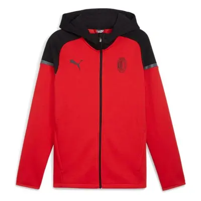 Puma ACM CASUALS HOODED Pánská fotbalová mikina, červená, velikost