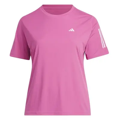 adidas OWN THE RUN TEE Dámské běžecké tričko v plus size, růžová, velikost