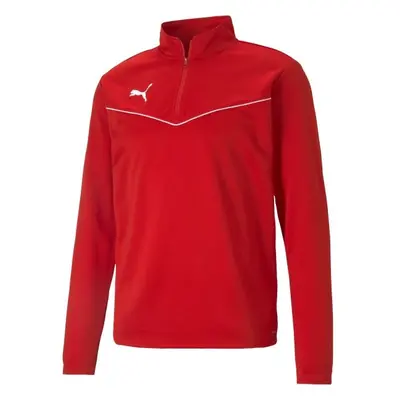 Puma TEAMRISE 1/4 ZIP TOP Pánská mikina se zipem, červená, velikost