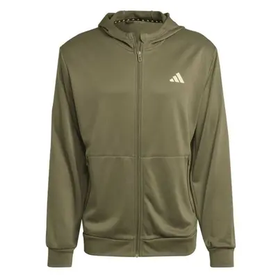 adidas TRAIN ESSENTIALS FULL-ZIP HOODIE Pánská sportovní mikina, khaki, velikost