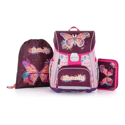 Oxybag SET BUTTERFLY Školní set, růžová, velikost