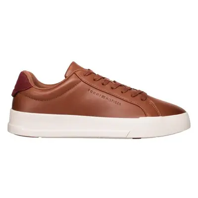 Tommy Hilfiger LEATHER CONTRAST HEEL COURT TRAINERS Pánské tenisky, hnědá, velikost