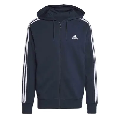 adidas ESSENTIALS FRENCH 3-STRIPES HOODIE Pánská mikina, tmavě modrá, velikost