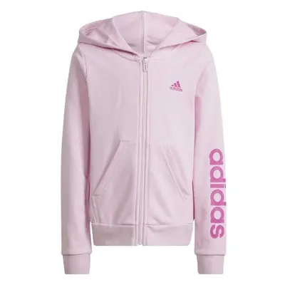 adidas LINEAR FULL-ZIP HOODIE Dívčí mikina, růžová, velikost