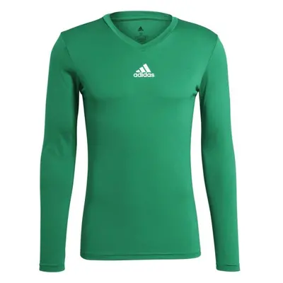 adidas TEAM BASE LONG SLEEVE TEE Pánské fotbalové triko, zelená, velikost