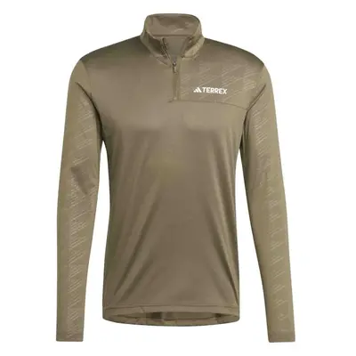 adidas TERREY MULTI HALF-ZIP Pánské triko, khaki, velikost