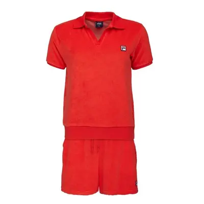 Fila SET POLO AND SHORT PANTS IN SPONGE TERRY Dámské pyžamo, červená, velikost