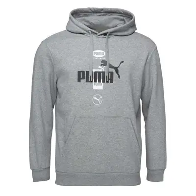 Puma POWER GRAPHICS HOODIE FLEECE Pánská mikina, šedá, velikost