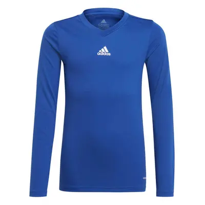 adidas TEAM BASE LONG SLEEVE TEE Juniorské fotbalové triko, modrá, velikost