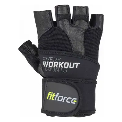 Fitforce LINEAR Kožené fitness rukavice, černá, velikost