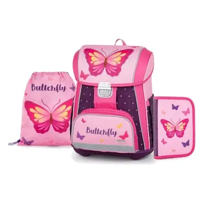 Oxybag SET MOTÝL Školní set, růžová, velikost