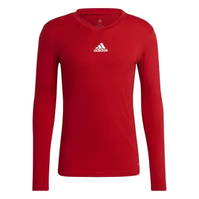 adidas TEAM BASE LONG SLEEVE TEE Pánské fotbalové triko, červená, velikost