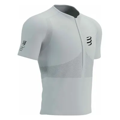 Compressport TRAIL HALF-ZIP FITTED SS TOP Pánský běžecký dres, bílá, velikost