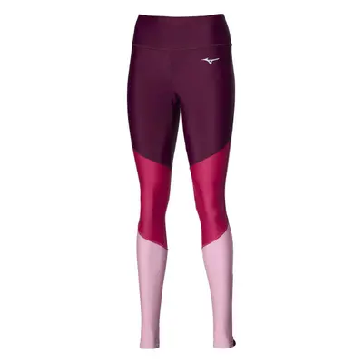 Mizuno CORE LONG TIGHT Dámské běžecké elastické kalhoty, vínová, velikost