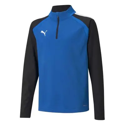 Puma TEAMLIGA 1/4 ZIP TOP JR Dětská fotbalová mikina, modrá, velikost