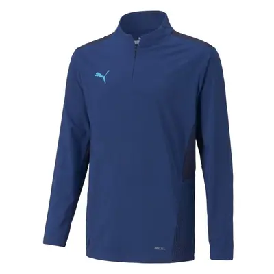 Puma TEAMCUP 1/4 ZIP TOP Chlapecká sportovní mikina, modrá, velikost