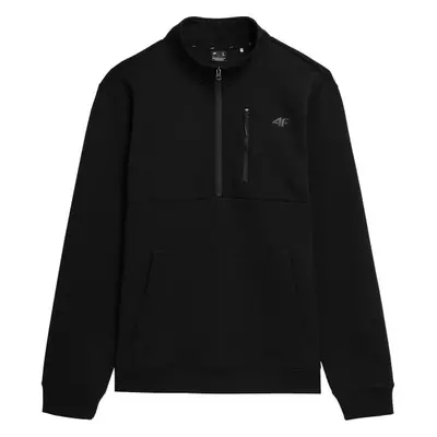 4F SWEATSHIRT 1/2 ZIP Pánská mikina, černá, velikost