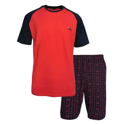 Fila SET SHORT SLEEVES T-SHIRT AND SHORT PANTS IN JERSEY Pánské pyžamo, červená, velikost