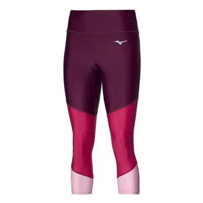 Mizuno RED CORE TIGHT Dámské běžecké 3/4 kalhoty, vínová, velikost