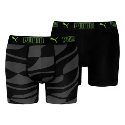 Puma SPORT MICROFIBER PRINT BOXER 2P Pánské boxerky, černá, velikost