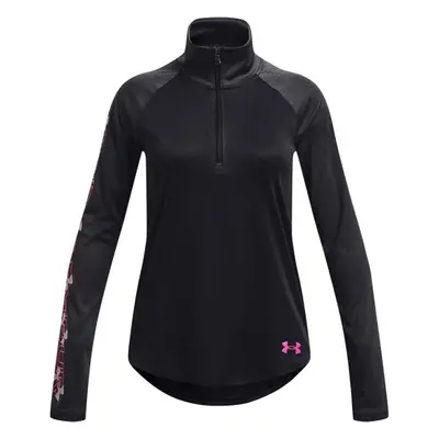 Under Armour TECH GRAPHIC 1/2 ZIP Dívčí tričko s dlouhým rukávem, černá, velikost