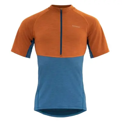 Devold STANDAL MERINO TEE ZIP NECK Pánské cyklistické triko, oranžová, velikost