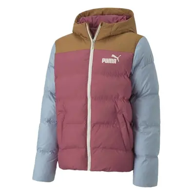 Puma COLOURBLOCK POLYBALL HOODED JACKET Dětská zateplená bunda, růžová, velikost